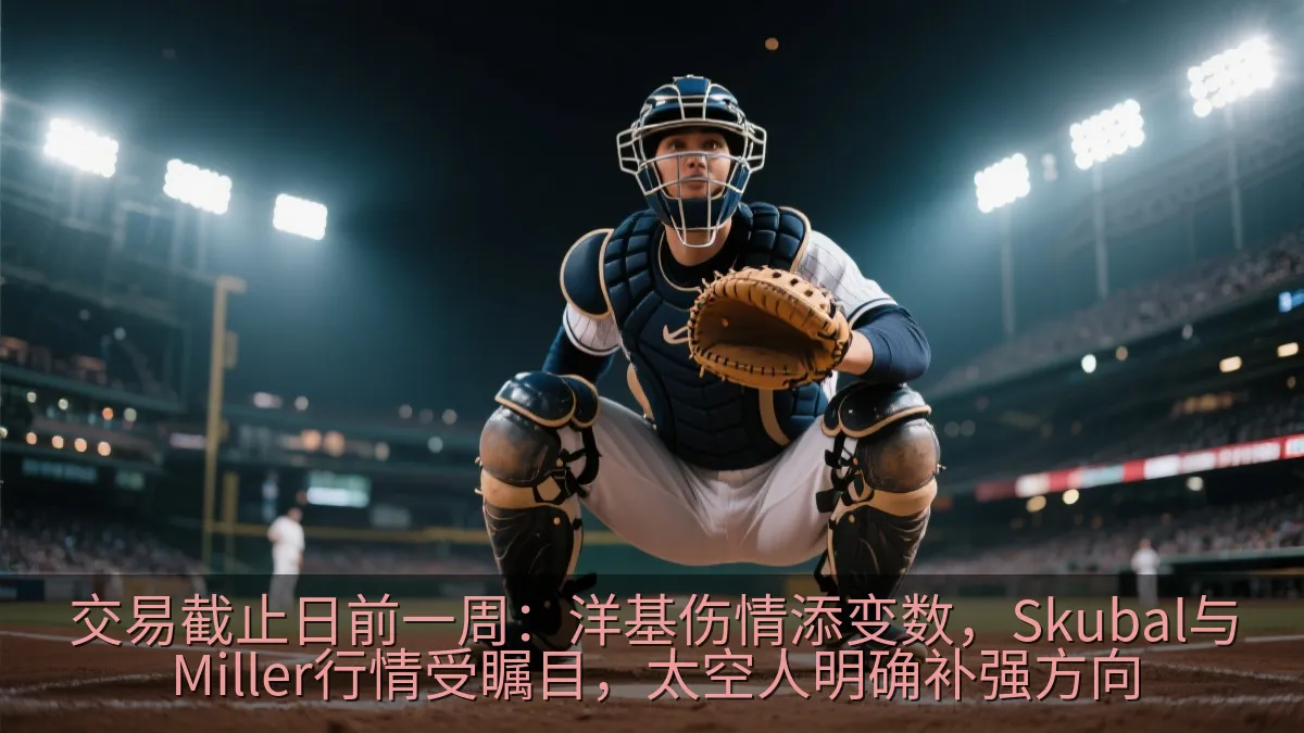 职业棒球捕手在本垒后方准备接球