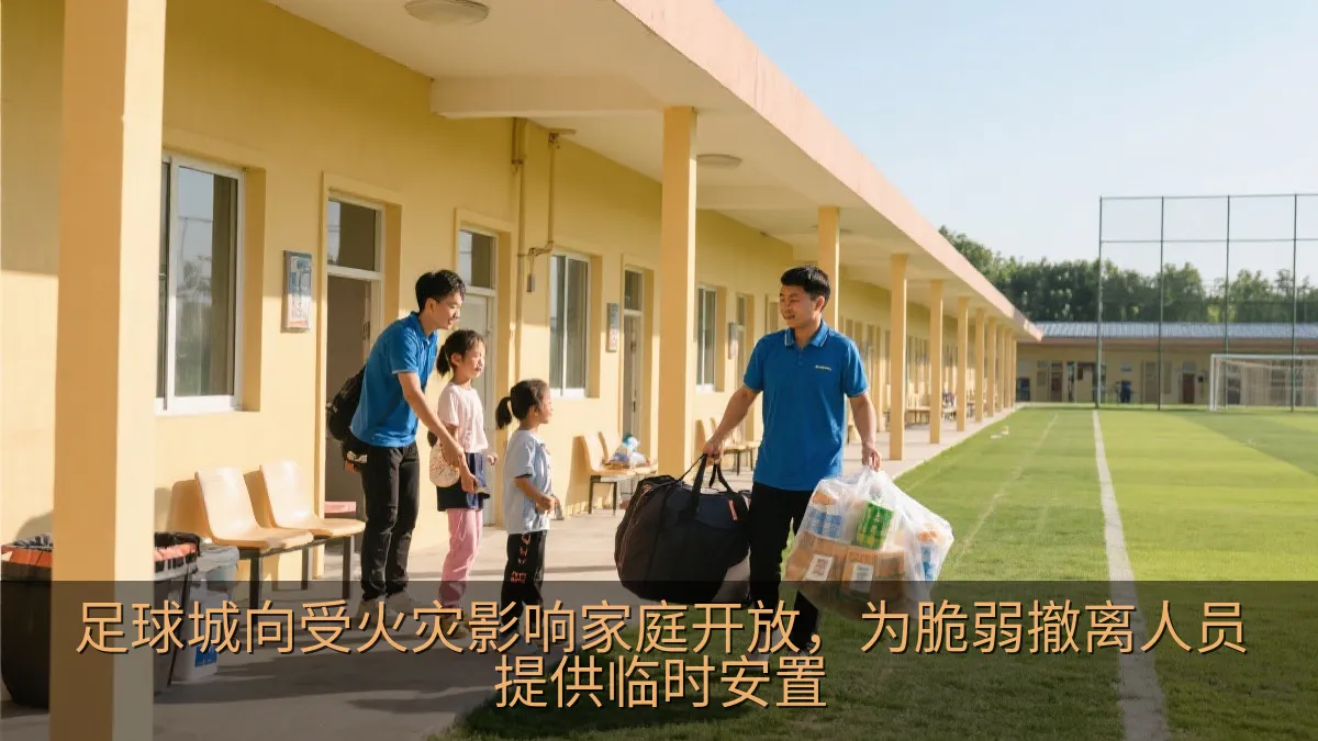 足球城向受火灾影响家庭开放，为脆弱撤离人员提供临时安置